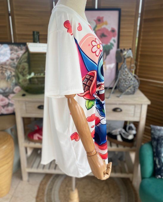 Pull tunique sans laine ample et long texturé kaki + collier du 42 au 52/54 