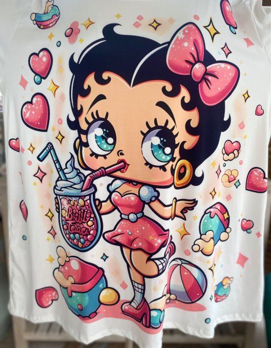 Top ample blanc Betty Boop Bubble du 40 au 52 