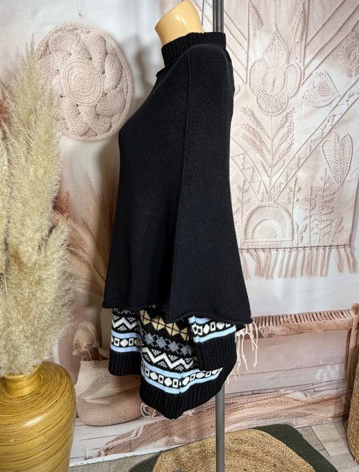 Poncho long ou Chauffe-épaules SANS LAINE noir douceur ++++ du 34 au 48/50 