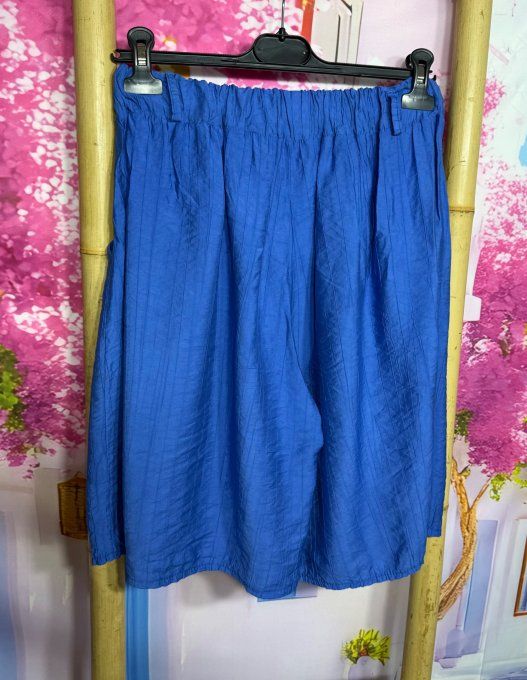Short mi-long cuisses larges bleu royal + ceinture foulard satinée offerte douceur ++ du 38 au 48/50