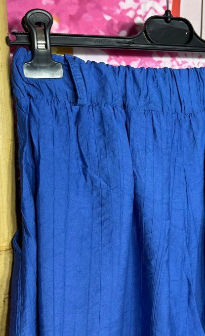 Short mi-long cuisses larges bleu royal + ceinture foulard satinée offerte douceur ++ du 38 au 48/50