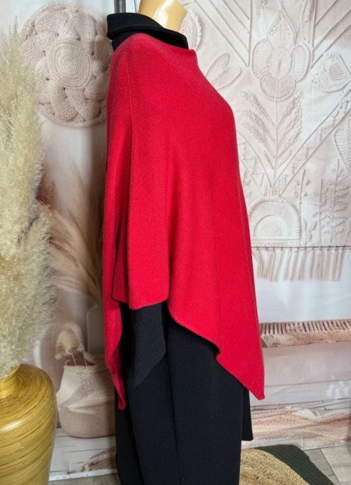Poncho long ou Chauffe-épaules SANS LAINE rouge douceur ++++ du 34 au 48/50