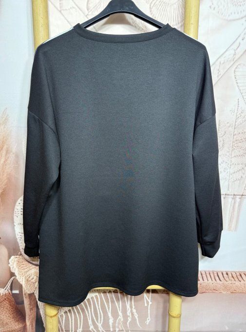 Sweat ample noir rayé blanc Ma Petite Mafalda du 38 au 48