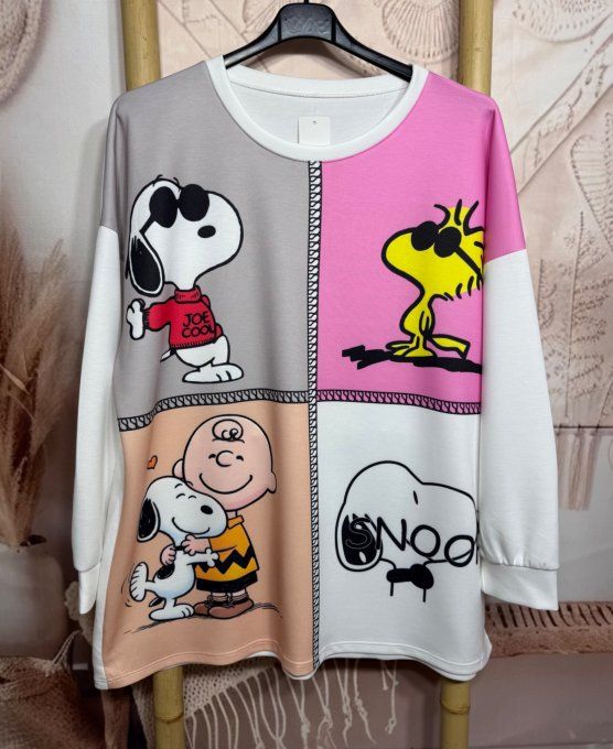 Sweat ample blanc Snoopy and Charlie Brown's friends Peanuts du 38 au 48 