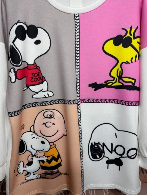 Sweat ample blanc Snoopy and Charlie Brown's friends Peanuts du 38 au 48 