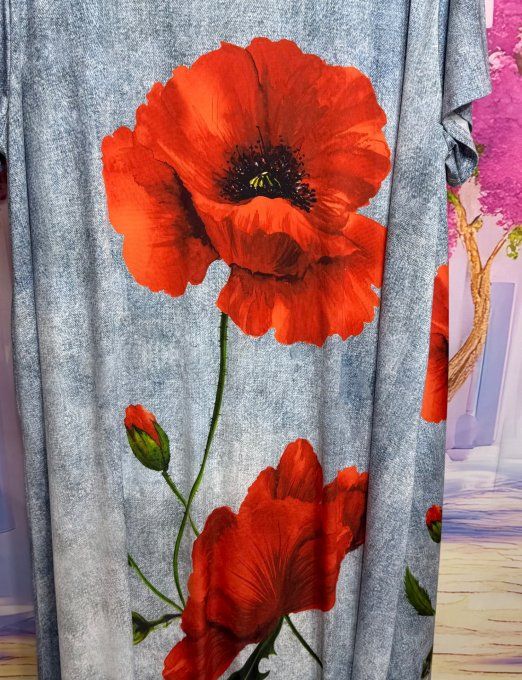 Robe trapèze longue effet jeans stone délavé Les Coquelicots Poppies du 42 au 54/56