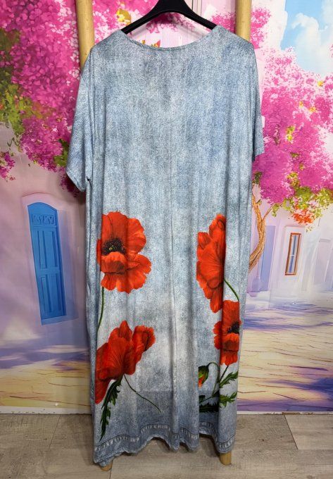 Robe trapèze longue effet jeans stone délavé Les Coquelicots Poppies du 42 au 54/56