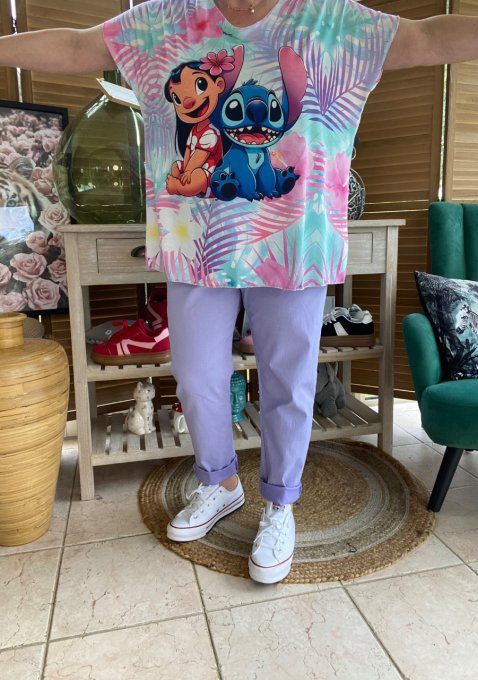 Top fin ample lilas parme tropical Lilo & Stitch du 40 au 52