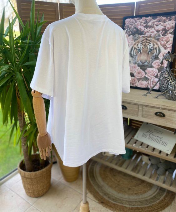 Tee-shirt trapèze ample blanc I Love You du 42 au 52/54   