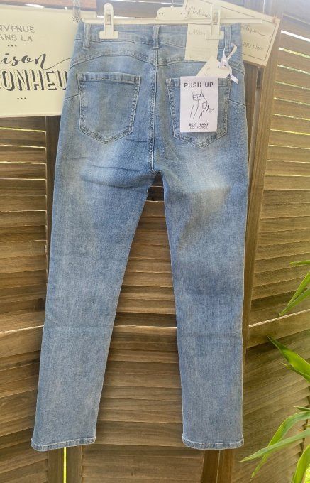 Jeans skinny bleu stone clair droit push up stretch confort +++ du 38 au 48