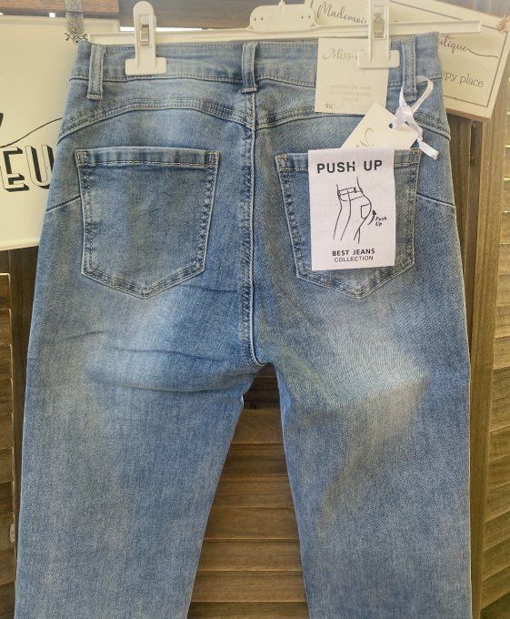 Jeans skinny bleu stone clair droit push up stretch confort +++ du 38 au 48