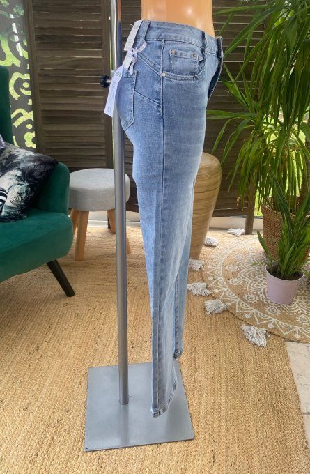 Jeans skinny bleu stone clair droit push up stretch confort +++ du 38 au 48