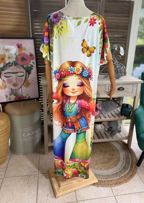 Robe longue multicolore The Hippie Pretty Girl du 40 au 50