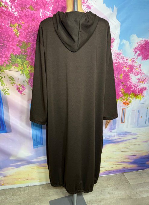 Maxi-gilet à capuche chocolat Hiver coupe boule confort +++ du 42 au 54/56 et même +  