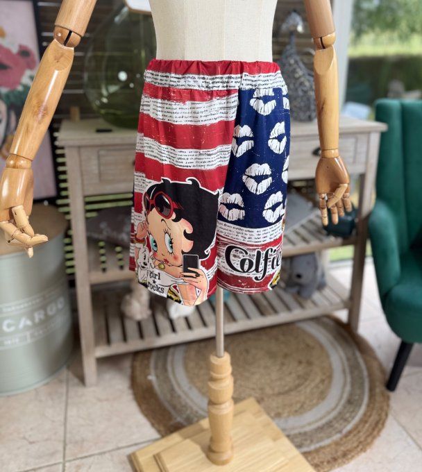 Ensemble short + top Betty Boop Pin Up rétro US Flag du 38 au 50/52 