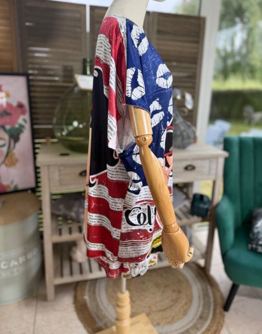 Ensemble short + top Betty Boop Pin Up rétro US Flag du 38 au 50/52 