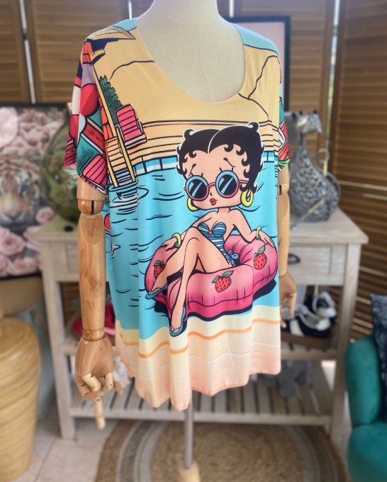 Top fin ample multicolore Betty Boop Summer Holidays du 40 au 52 