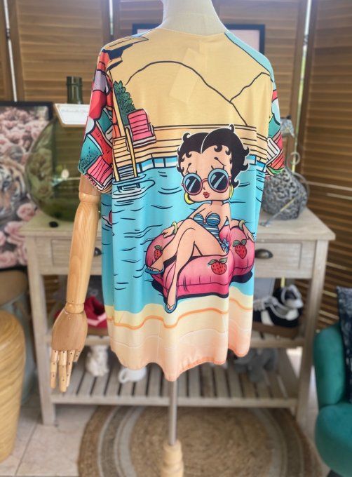 Top fin ample multicolore Betty Boop Summer Holidays du 40 au 52 