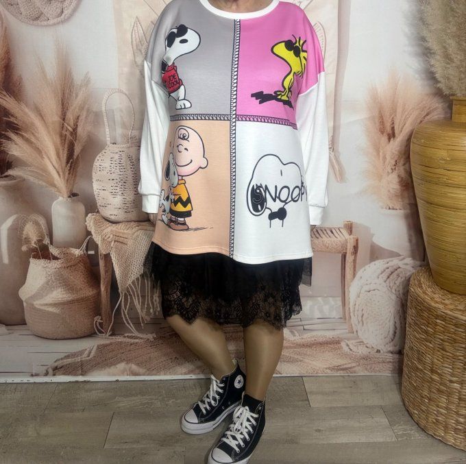 Sweat ample blanc Snoopy and Charlie Brown's friends Peanuts du 38 au 48