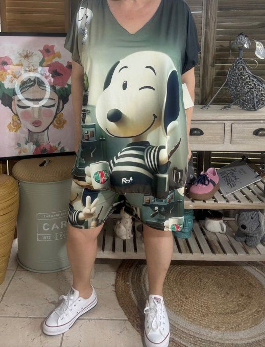 Ensemble short + top multicolore Snoopy cool rétro du 38 au 50/52