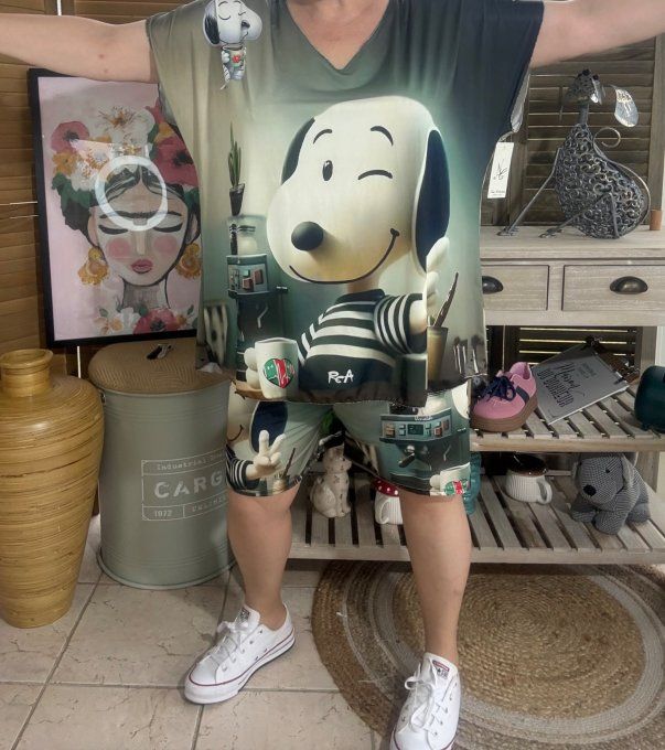 Ensemble short + top multicolore Snoopy cool rétro du 38 au 50/52