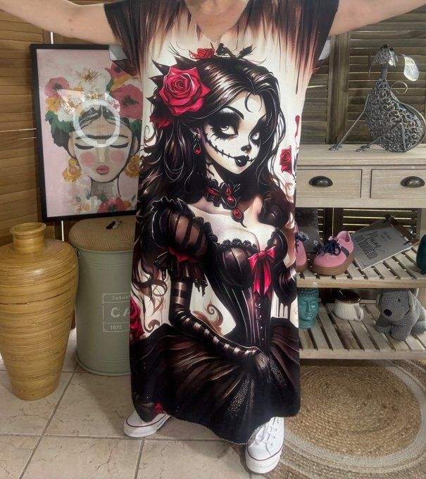 Robe longue noire The Tattoo Catarina Gothic Girl du 40 au 50