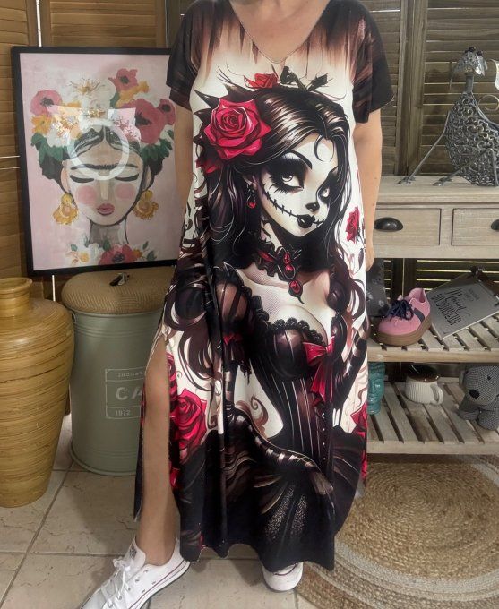 Robe longue noire The Tattoo Catarina Gothic Girl du 40 au 50