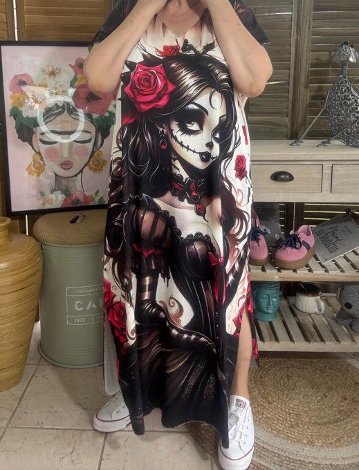 Robe longue noire The Tattoo Catarina Gothic Girl du 40 au 50