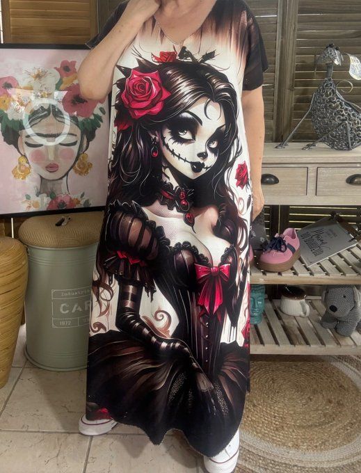 Robe longue noire The Tattoo Catarina Gothic Girl du 40 au 50