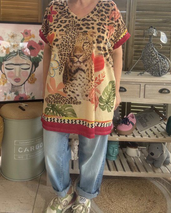 Top ample lurex pailleté doré Le Guépard dans la Savane du 40 au 52