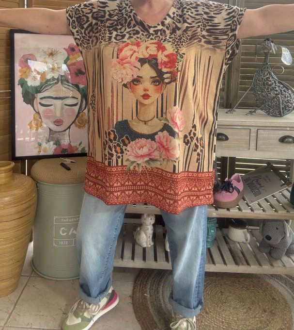 Top ample lurex pailleté doré Frida Kahlo Esprit Années Folles du 40 au 52