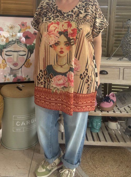 Top ample lurex pailleté doré Frida Kahlo Esprit Années Folles du 40 au 52