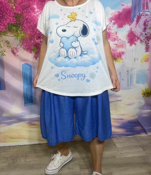 Tee-shirt ample blanc Snoopy Blue Mood du 38 au 50/52  