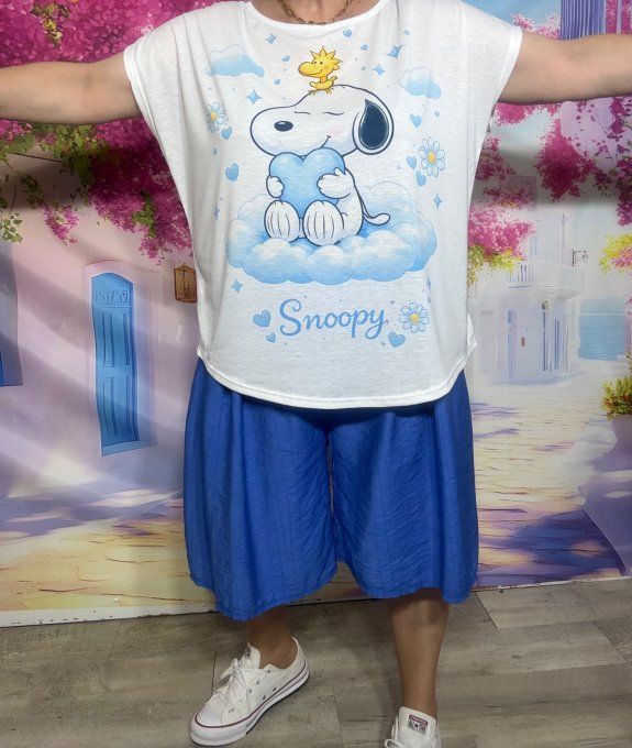 Tee-shirt ample blanc Snoopy Blue Mood du 38 au 50/52  