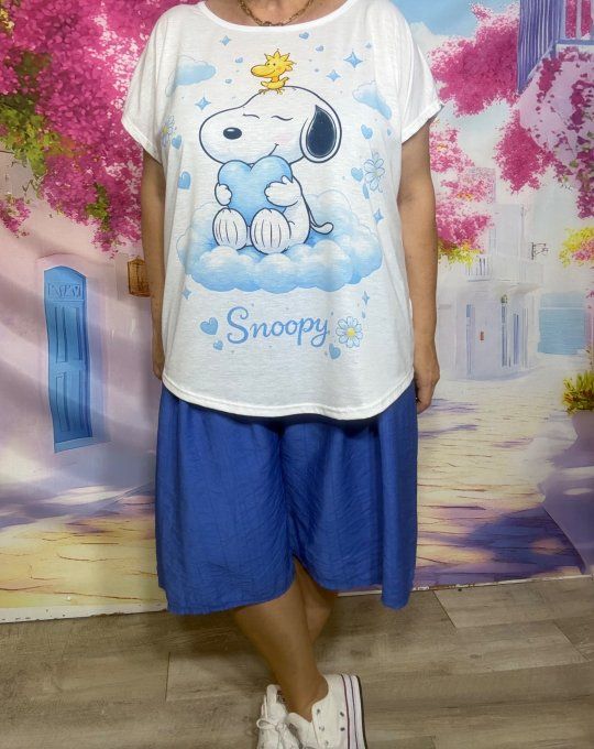 Tee-shirt ample blanc Snoopy Blue Mood du 38 au 50/52  