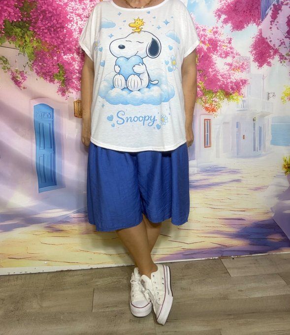 Tee-shirt ample blanc Snoopy Blue Mood du 38 au 50/52  