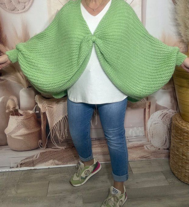 Pull ample façon Papillon manches chauve-souris vert olive douceur +++ du 42 au 58/60 
