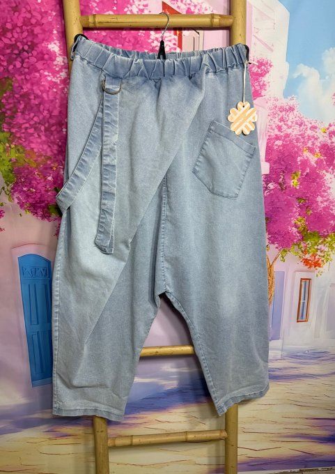 Sarouel en jeans stone clair pan devant Mina Rosa extensible ++++ du 40 au 50/52 