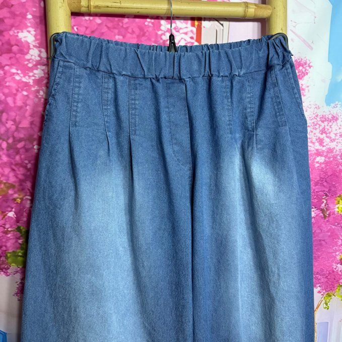 Jeans droit long cuisses larges stone clair Mina Rosa extensible ++++ du 42 au 52 