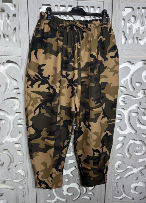 du 42 aPantalon camouflage Camel Choco coupe Barrel / Balloon cuisses larges confort +++ u 52