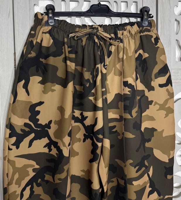 du 42 aPantalon camouflage Camel Choco coupe Barrel / Balloon cuisses larges confort +++ u 52