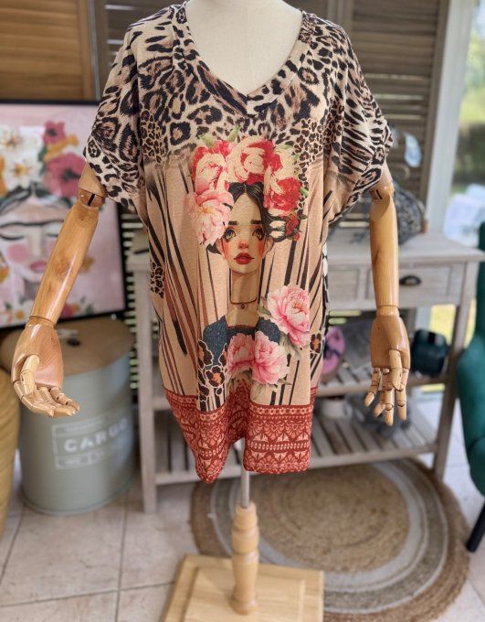 Top ample lurex pailleté doré Frida Kahlo Esprit Années Folles du 40 au 52