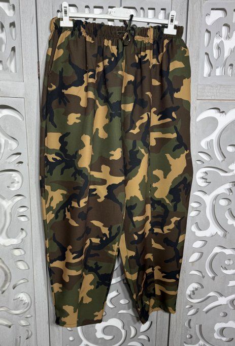 Pantalon camouflage Kaki Choco coupe Barrel / Balloon cuisses larges confort +++ du 42 au 52