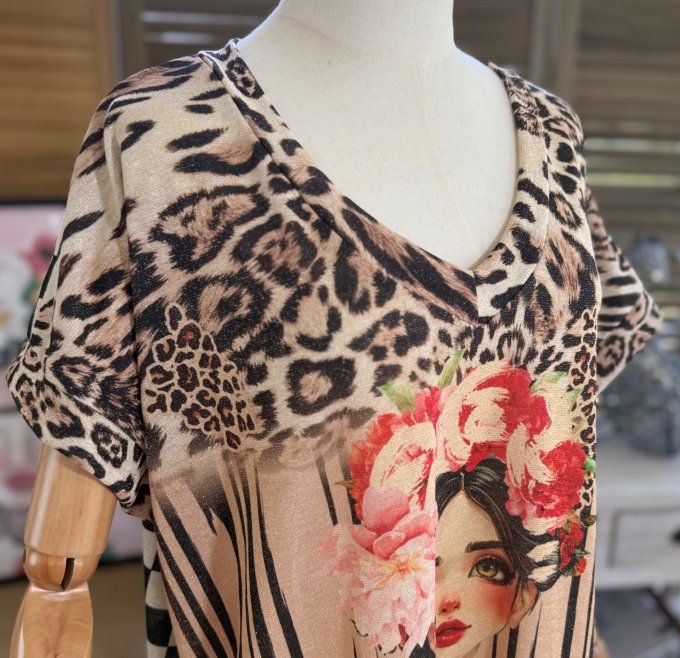 Top ample lurex pailleté doré Frida Kahlo Esprit Années Folles du 40 au 52
