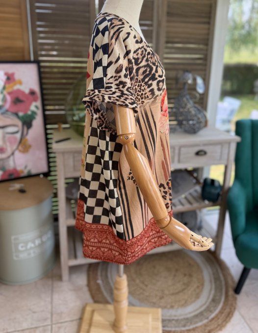 Top ample lurex pailleté doré Frida Kahlo Esprit Années Folles du 40 au 52