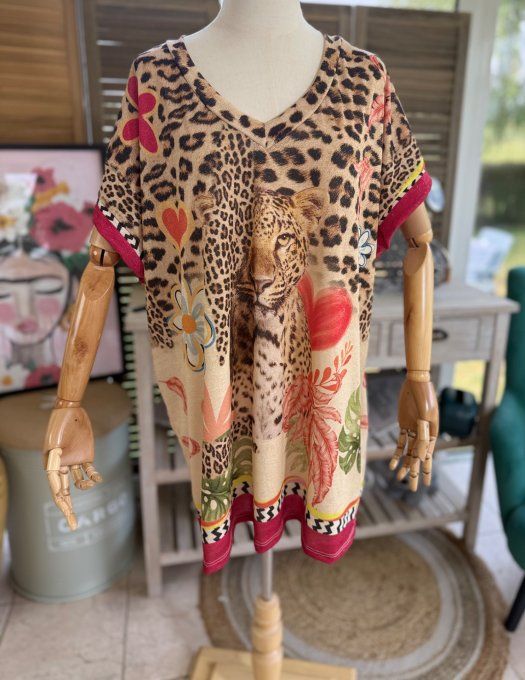 Top ample lurex pailleté doré Le Guépard dans la Savane du 40 au 52