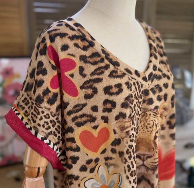 Top ample lurex pailleté doré Le Guépard dans la Savane du 40 au 52