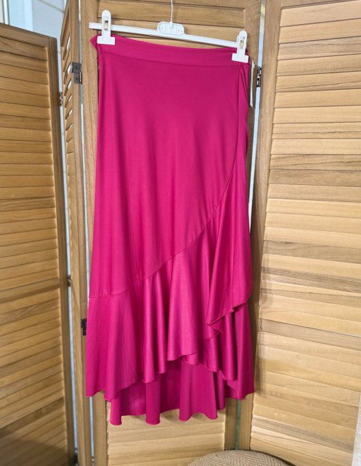 Jupe porte-feuille volantée ample taille réglable Bougainvilliers stretch ++++ du 38 au 48/50
