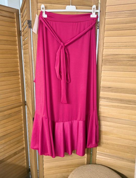 Jupe porte-feuille volantée ample taille réglable Bougainvilliers stretch ++++ du 38 au 48/50
