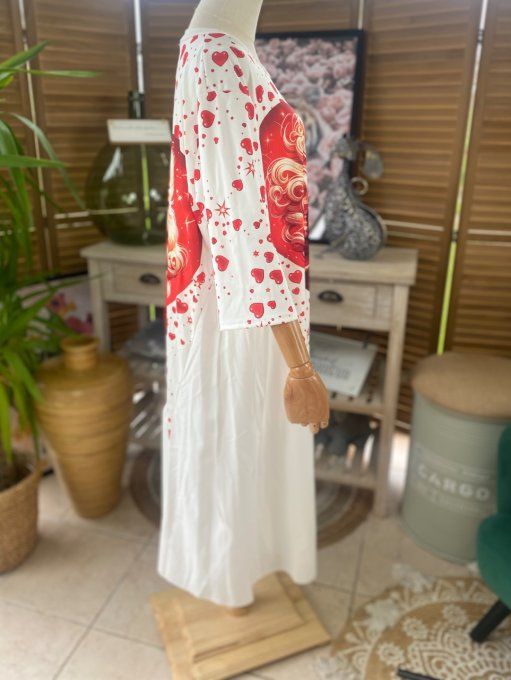 Robe trapèze longue ample blanche taille ajustable Marylin Monroe in Love du 38 au 50 